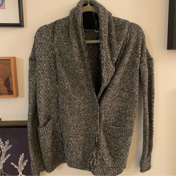 Lululemon Post Practice Cardigan Sweater Gray and Black Knit - Picture 2 of 4